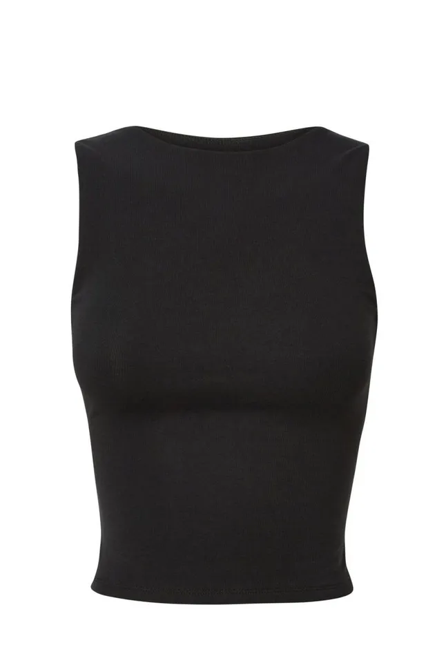 Clothing Supr Tank Tops Tara Rib Backless Tank Black