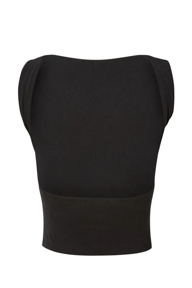 Clothing Supr Tank Tops Tara Rib Backless Tank Black