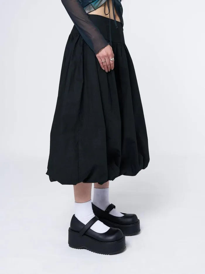 Clothing Suya Black Bubble Midi Skirt Minga London Skirts