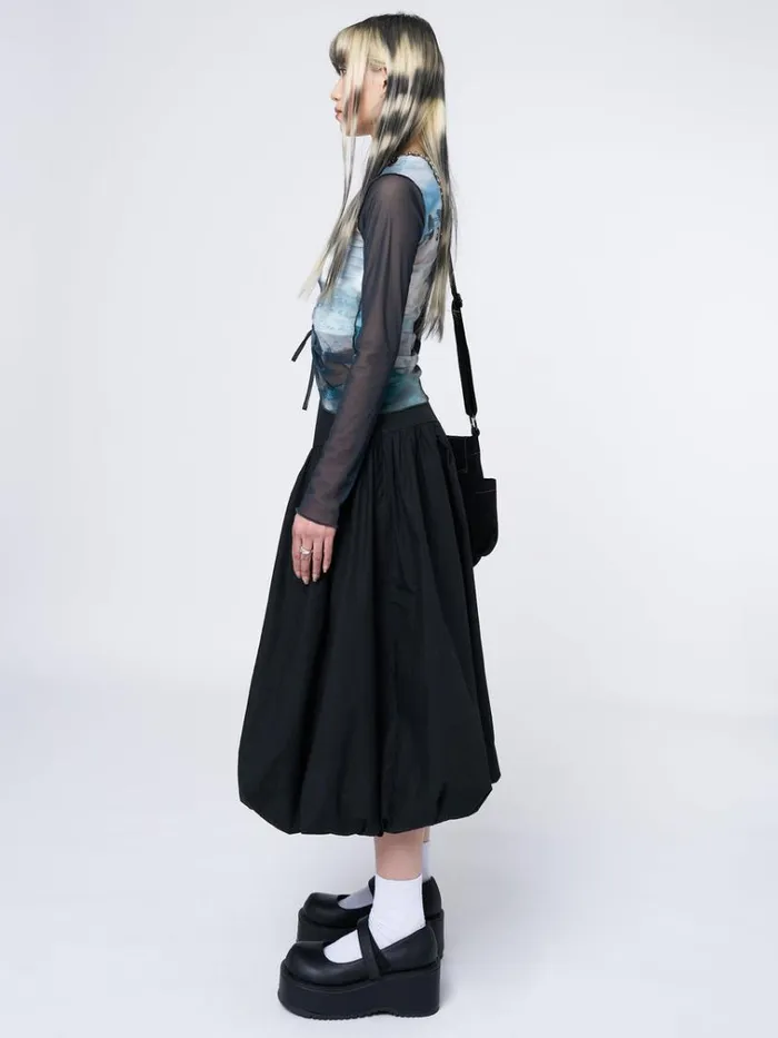 Clothing Suya Black Bubble Midi Skirt Minga London Skirts
