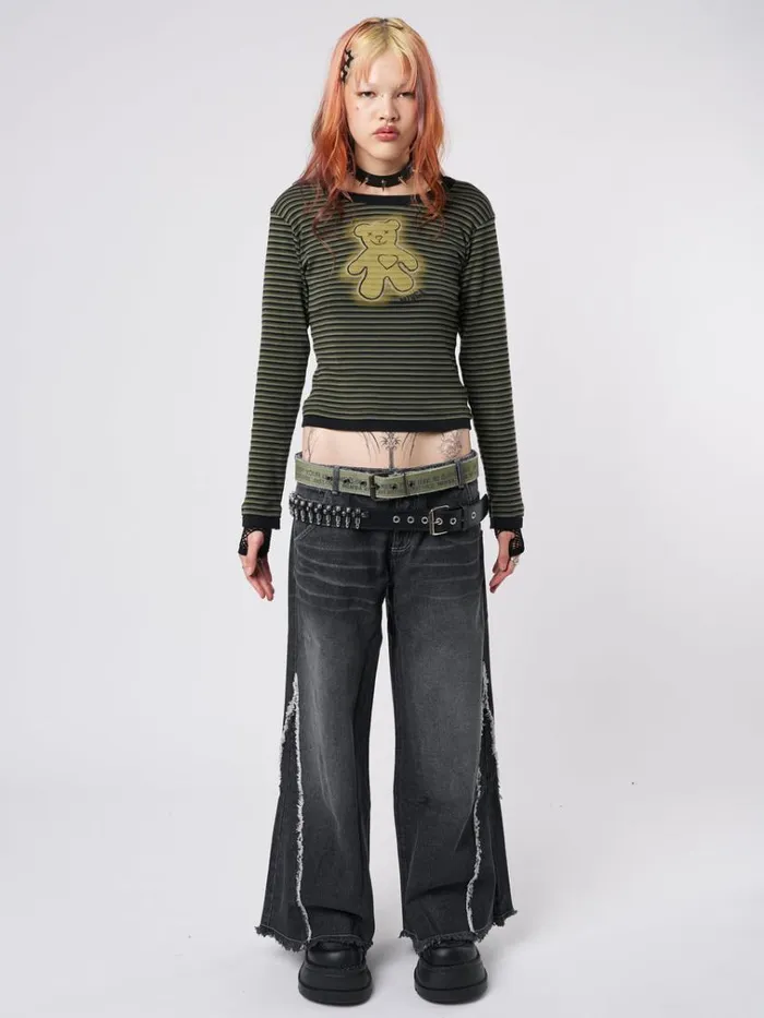 Clothing Teddy Green Striped Top Minga London Long Sleeve Tops