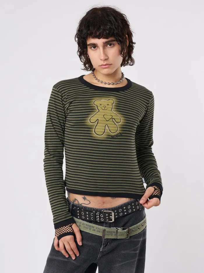 Clothing Teddy Green Striped Top Minga London Long Sleeve Tops