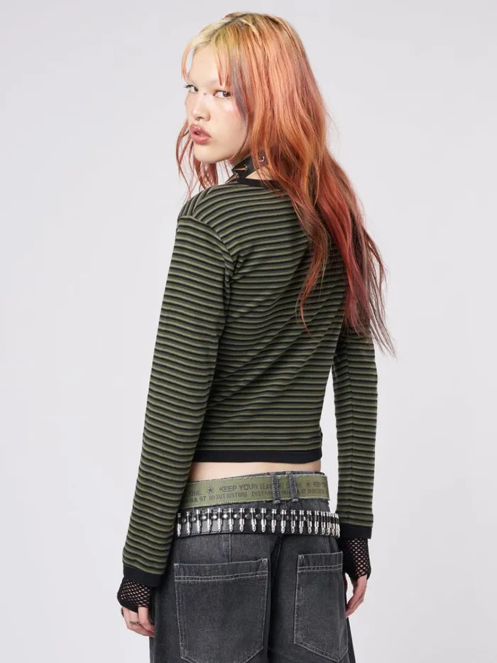 Clothing Teddy Green Striped Top Minga London Long Sleeve Tops