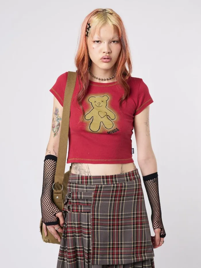 Clothing Teddy Red Baby Tee Minga London Crop Tops