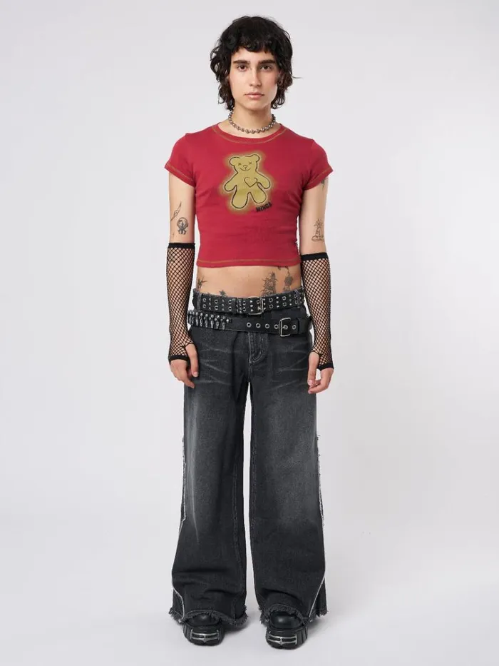 Clothing Teddy Red Baby Tee Minga London Crop Tops