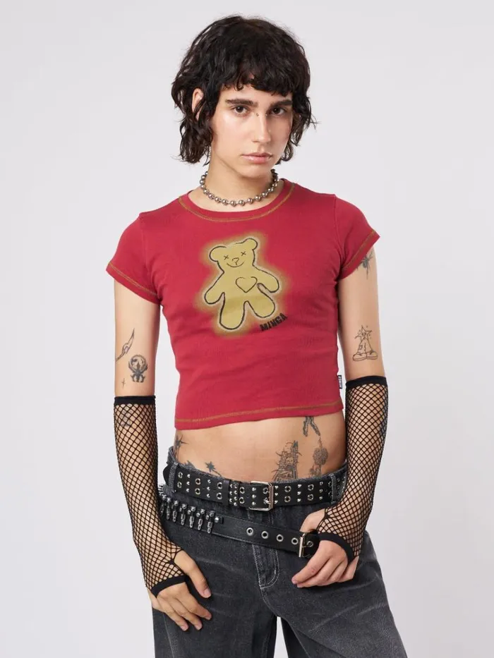 Clothing Teddy Red Baby Tee Minga London Crop Tops