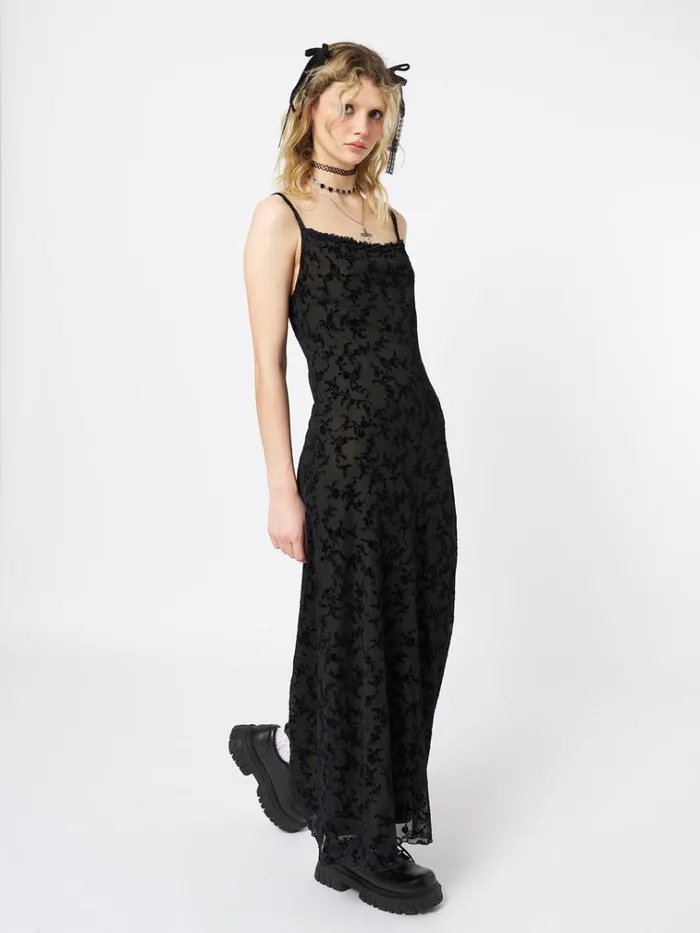Clothing Titania Black Mesh Maxi Dress Minga London Dresses