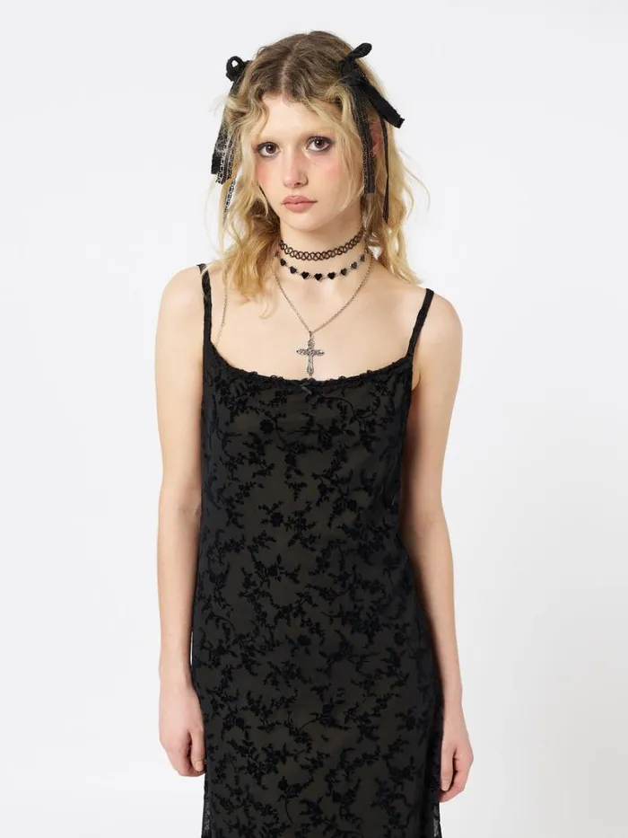 Clothing Titania Black Mesh Maxi Dress Minga London Dresses