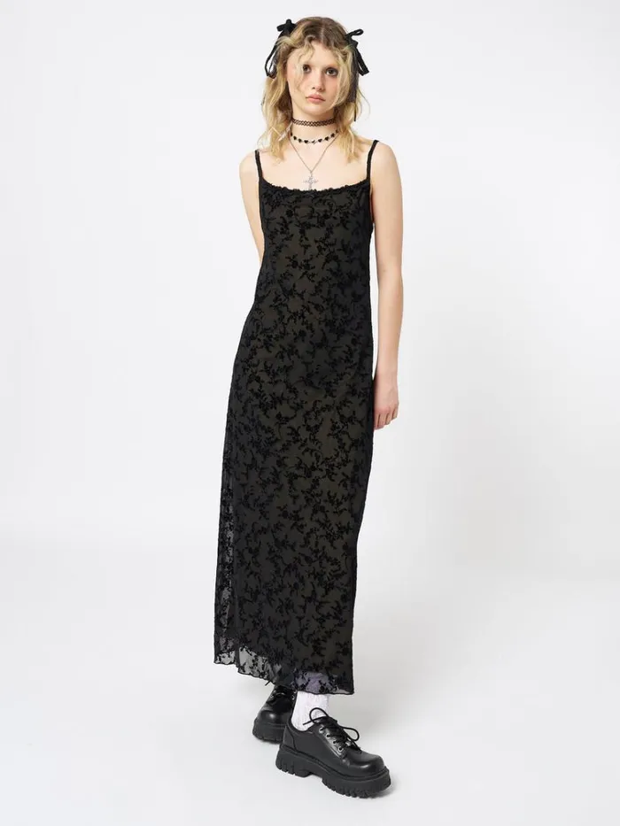 Clothing Titania Black Mesh Maxi Dress Minga London Dresses