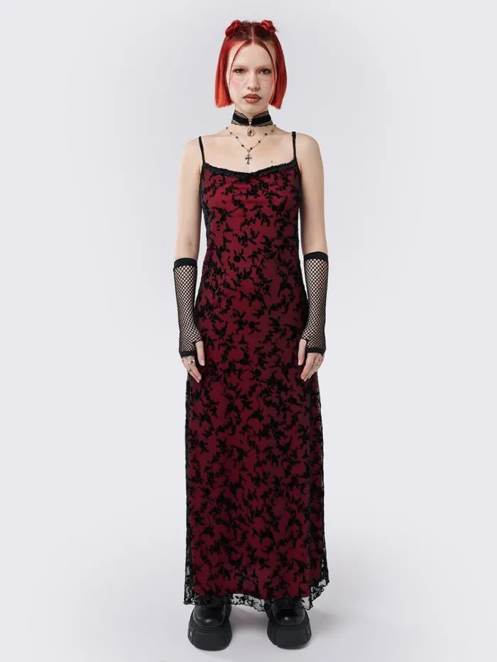 Clothing Titania Red Mesh Maxi Dress Minga London Dresses