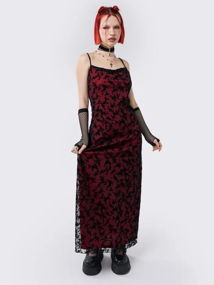 Clothing Titania Red Mesh Maxi Dress Minga London Dresses
