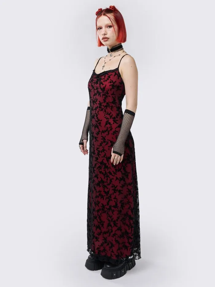 Clothing Titania Red Mesh Maxi Dress Minga London Dresses