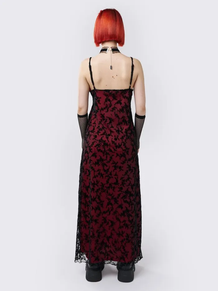 Clothing Titania Red Mesh Maxi Dress Minga London Dresses