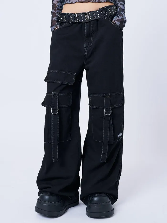 Clothing Tyra Black Utility Pockets Pants Minga London Cargo