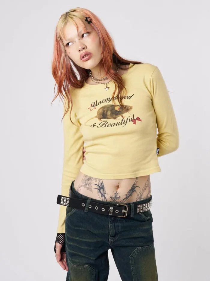 Clothing Unemployed and Beautiful Mouse Graphic Top Minga London Long Sleeve Tops