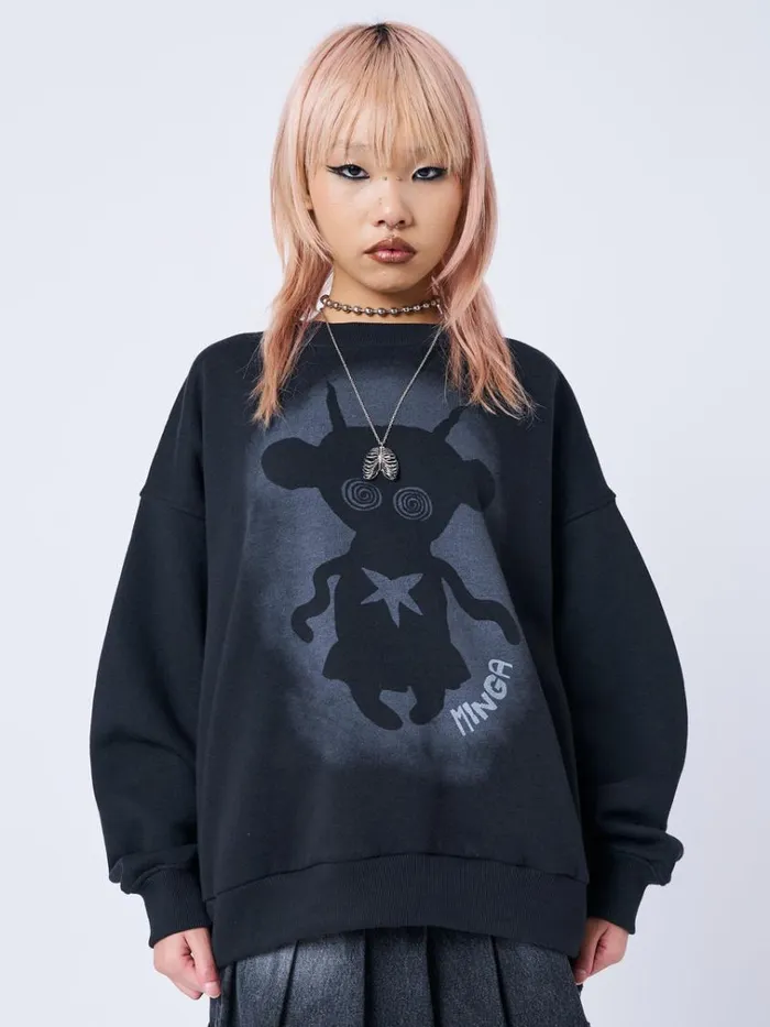 Clothing Unworldly Black Graphic Sweatshirt Minga London Sweatshirts