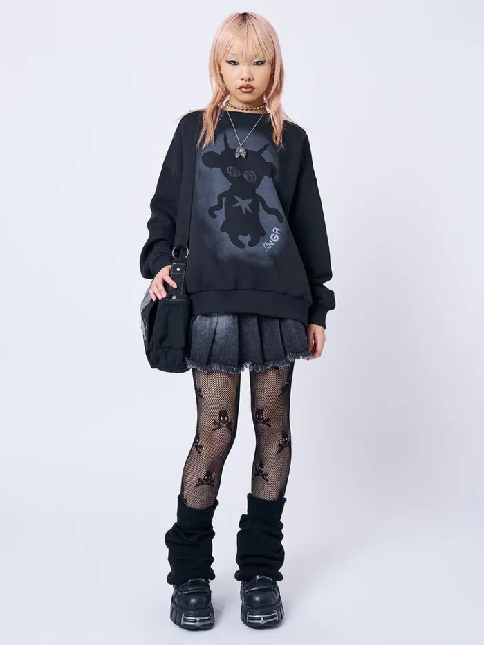 Clothing Unworldly Black Graphic Sweatshirt Minga London Sweatshirts