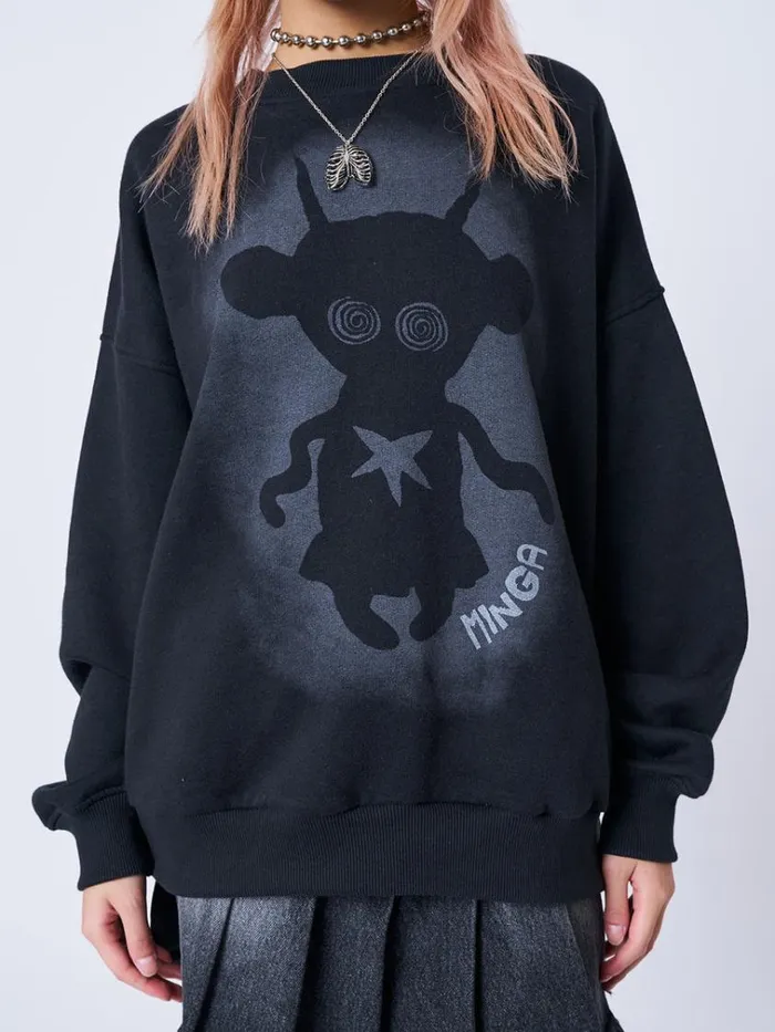 Clothing Unworldly Black Graphic Sweatshirt Minga London Sweatshirts