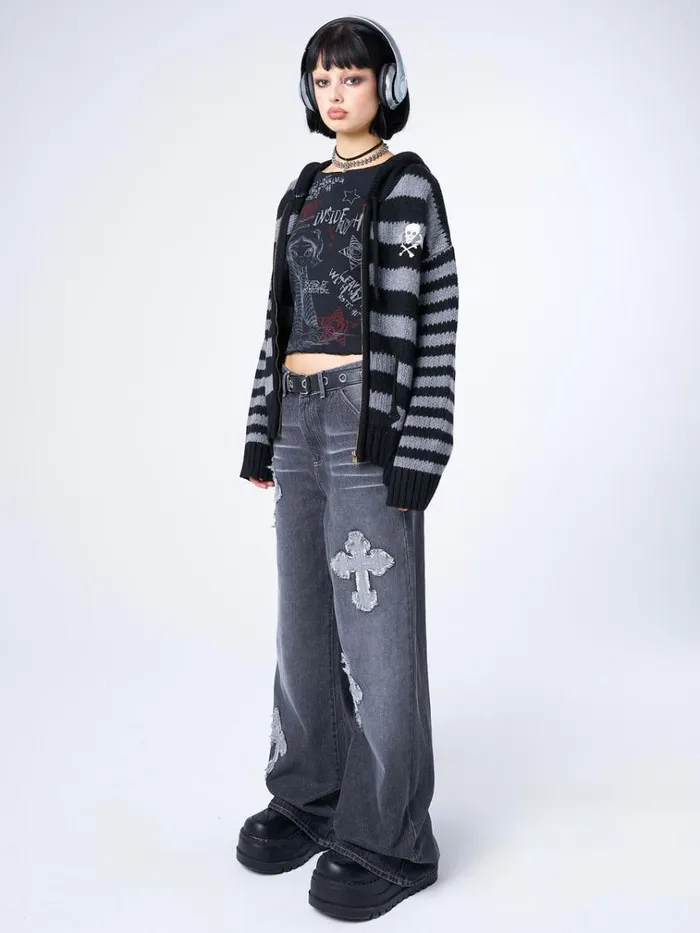 Clothing Vendetta Grey Washed Cross Jeans Minga London Jeans
