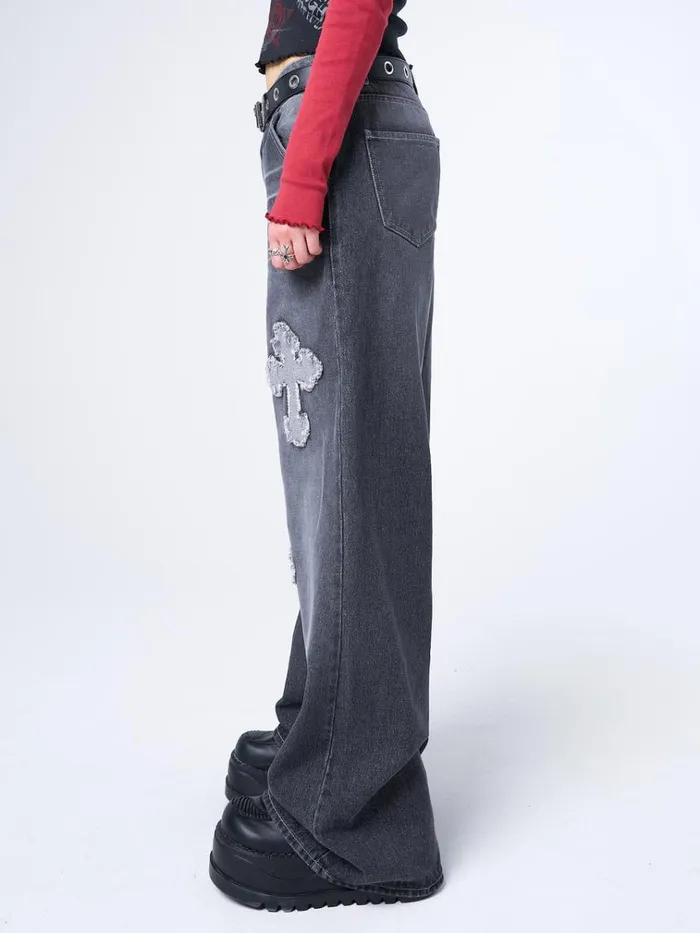 Clothing Vendetta Grey Washed Cross Jeans Minga London Jeans
