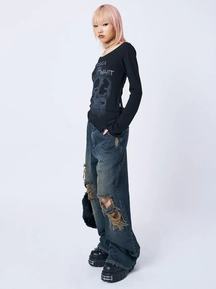 Clothing Whatever U Want Black Asymmetric Top Minga London Long Sleeve Tops