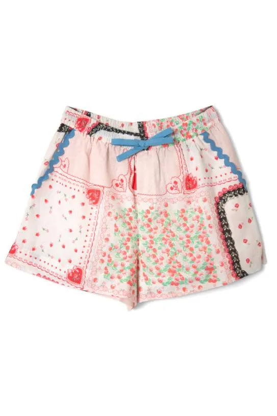 Coords Women Damson Madder Hanky Hearts Print Pull On Shorts