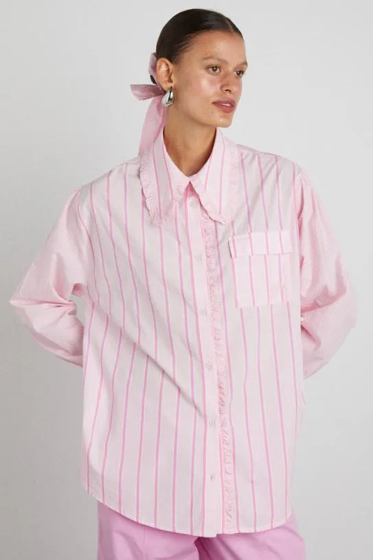 Coords Women Damson Madder Kendall Ruffle Shirt 8211 Pink Stripe Mix