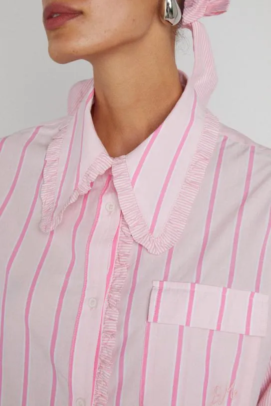Coords Women Damson Madder Kendall Ruffle Shirt 8211 Pink Stripe Mix