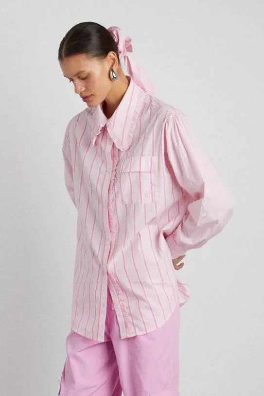 Coords Women Damson Madder Kendall Ruffle Shirt 8211 Pink Stripe Mix