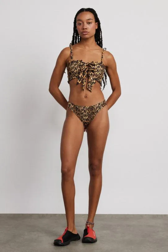 Coords Women Damson Madder Lexie Shirred Tie Front Bikini Top 8211 Leopard