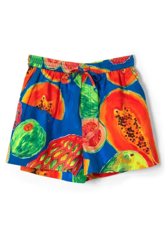 Coords Women Damson Madder Pull On Shorts 8211 Papaya Print