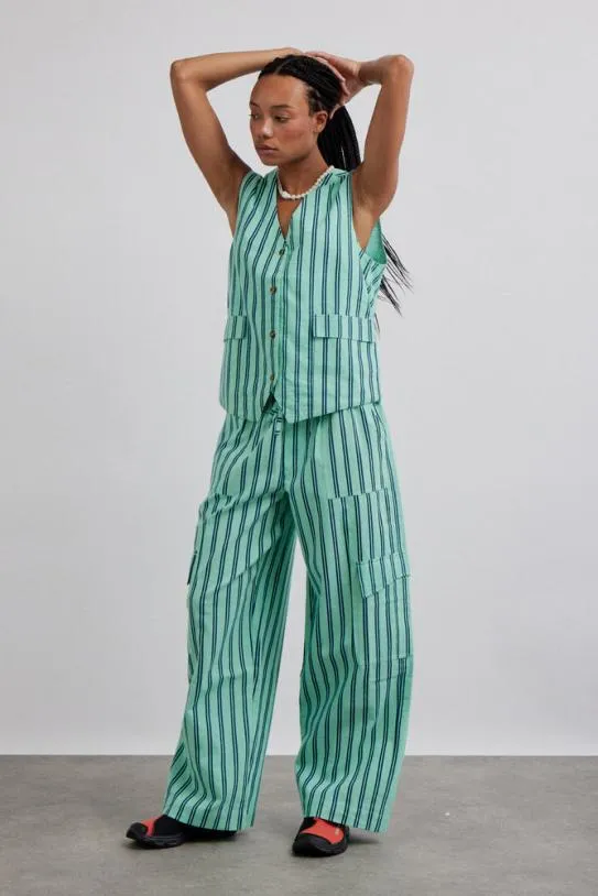 Coords Women Damson Madder Sydney Coastal Cargo Pants 8211 Mint Stripe