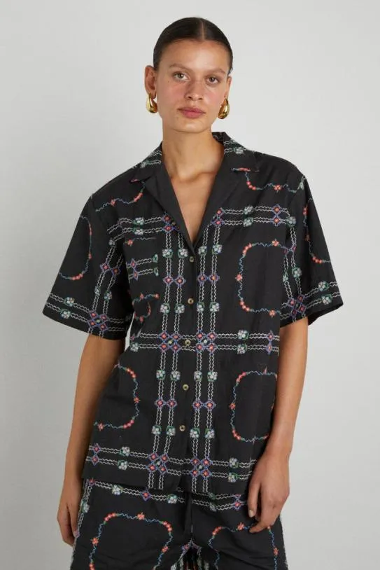 Coords Women Damson Madder Tablecloth Embroidered Shirt 8211 Black Floral