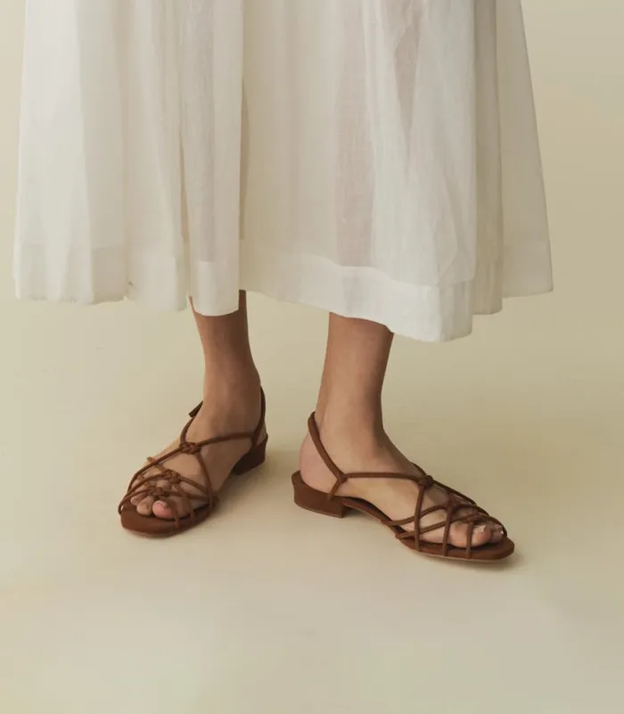 CORSICA SANDAL Cognac Suede Shop DEN Footwear