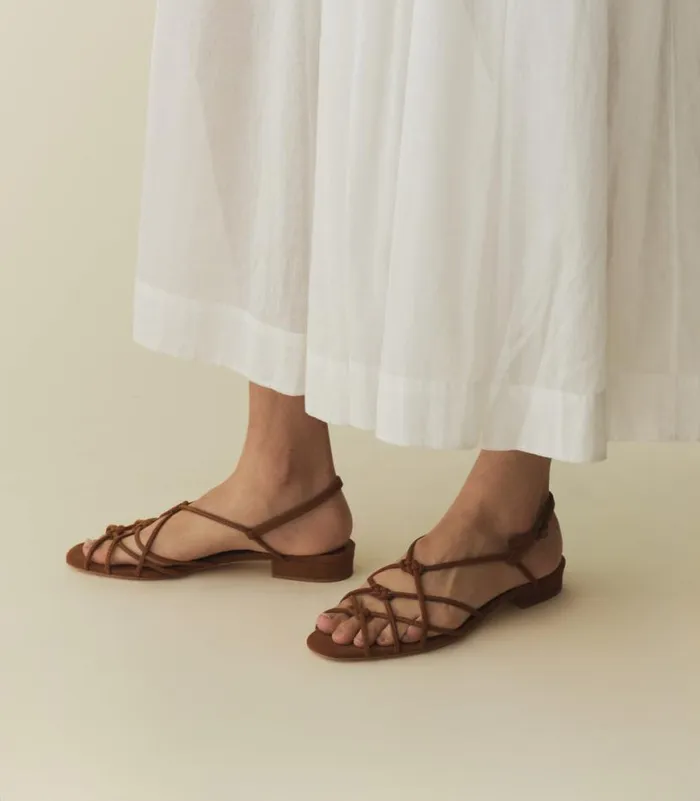 CORSICA SANDAL Cognac Suede Shop DEN Footwear
