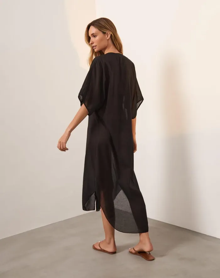 Cover Ups Women ViX Paula Hermanny Braid Long Caftan 8211 Black