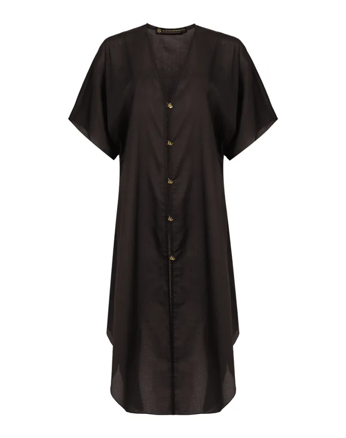 Cover Ups Women ViX Paula Hermanny Braid Long Caftan 8211 Black