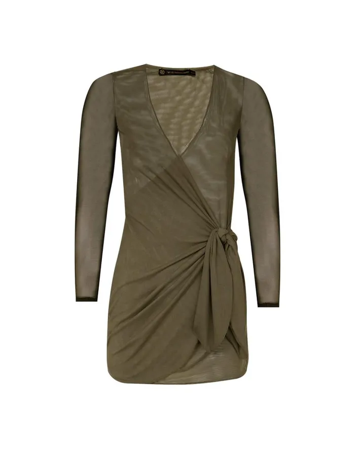 Cover Ups Women ViX Paula Hermanny Emily Long Sleeve Short Cover Up 8211 Evergreen