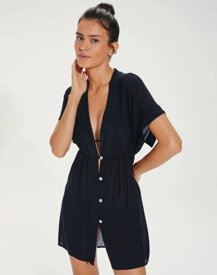 Cover Ups Women ViX Paula Hermanny Fuji Caftan 8211 Black
