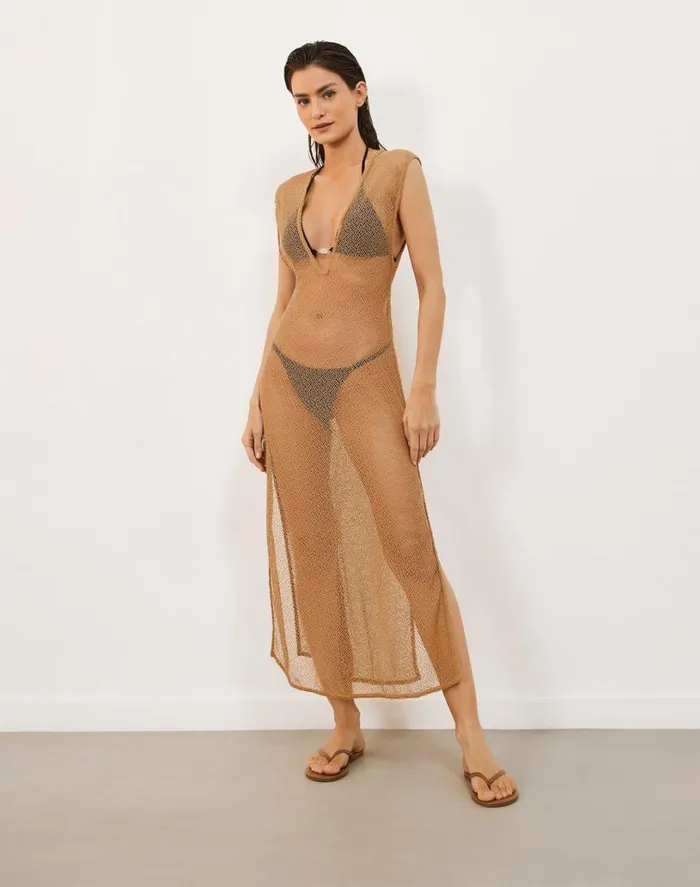 Cover Ups Women ViX Paula Hermanny Kimmy Long Cover Up 8211 Dark Desert