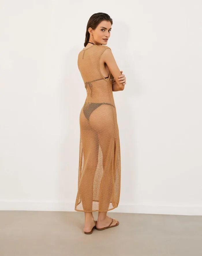 Cover Ups Women ViX Paula Hermanny Kimmy Long Cover Up 8211 Dark Desert