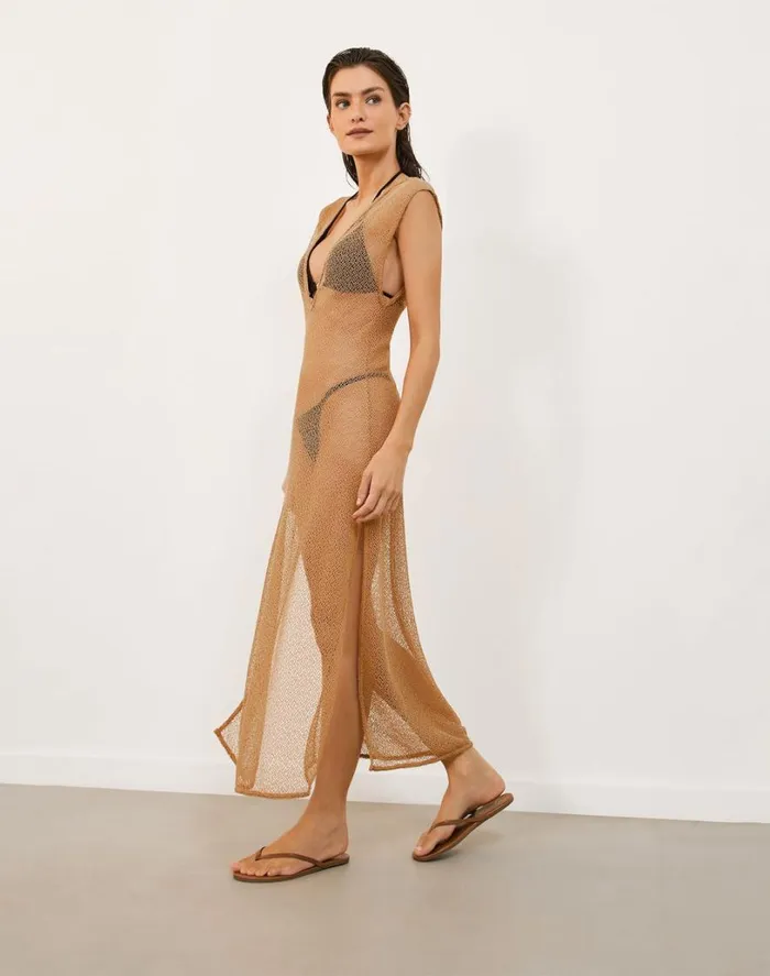 Cover Ups Women ViX Paula Hermanny Kimmy Long Cover Up 8211 Dark Desert