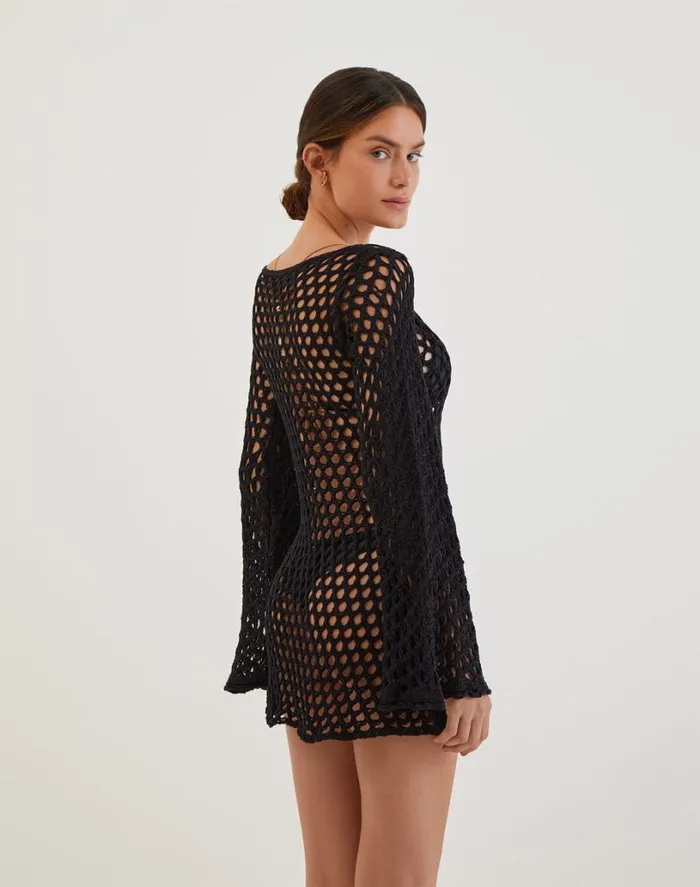 Cover Ups Women ViX Paula Hermanny Knit Belle Short Cover Up 8211 Black