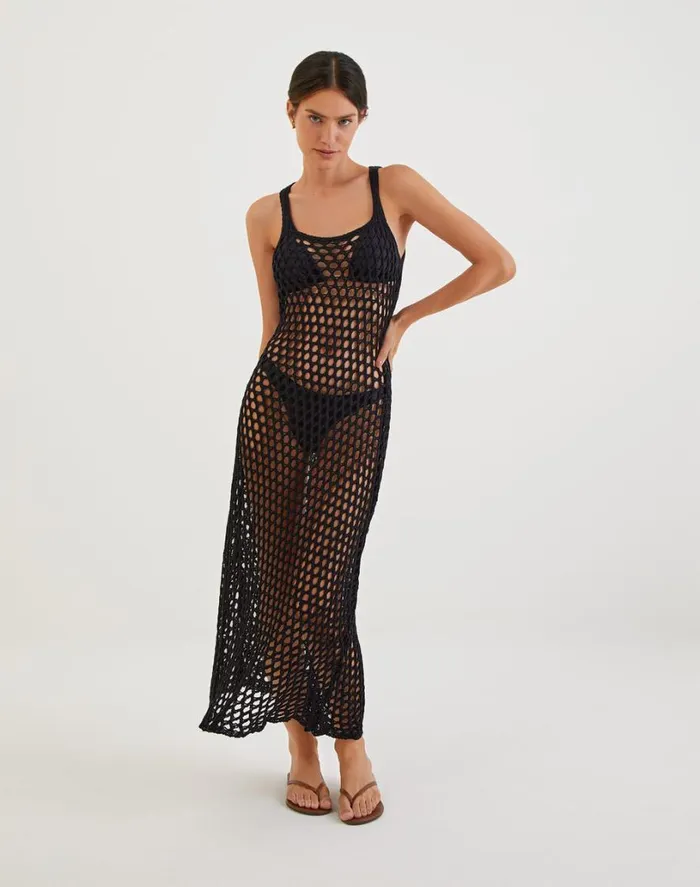Cover Ups Women ViX Paula Hermanny Knit Nicole Long Cover Up 8211 Black