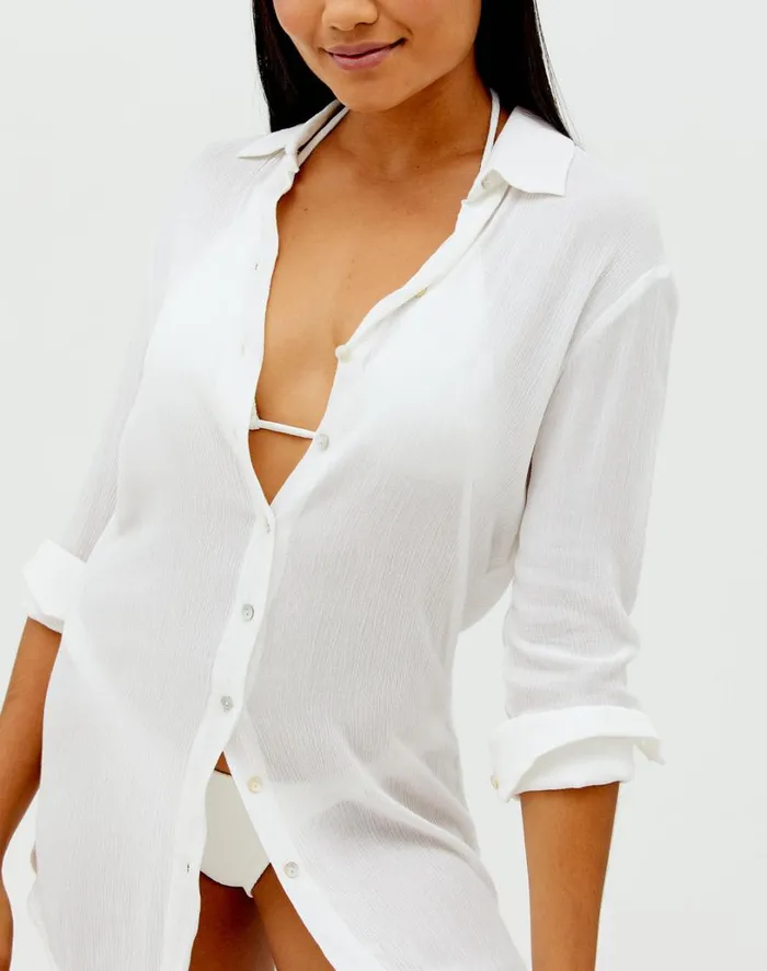 Cover Ups Women ViX Paula Hermanny Mila Blouse Cover Up 8211 Off White