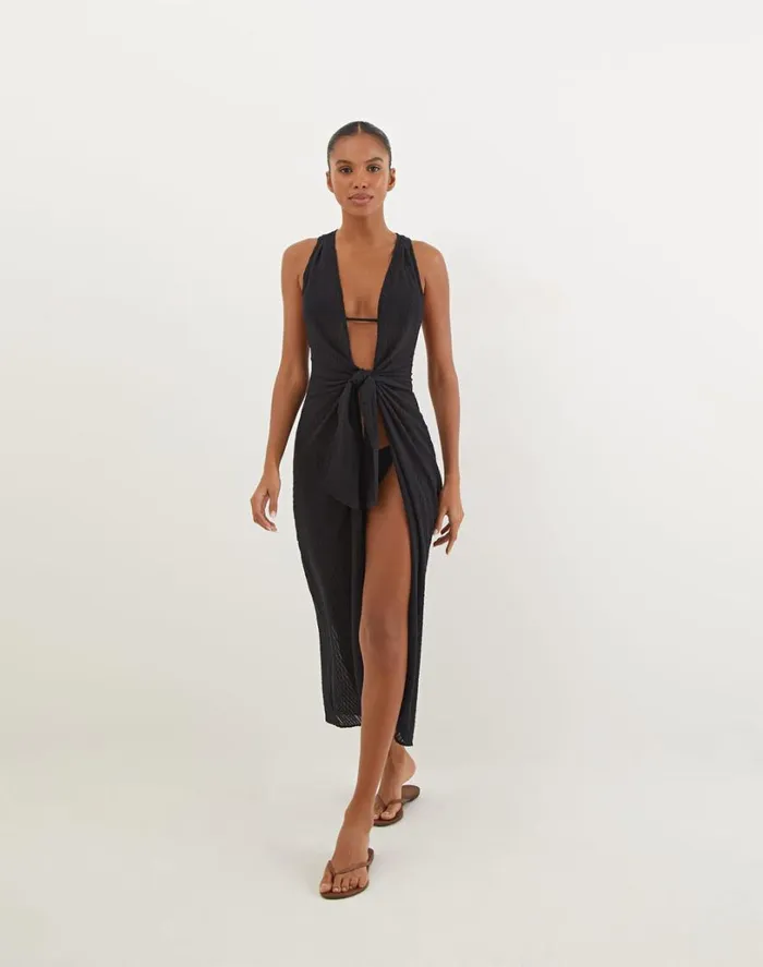 Cover Ups Women ViX Paula Hermanny Mita Long Cover Up 8211 Black