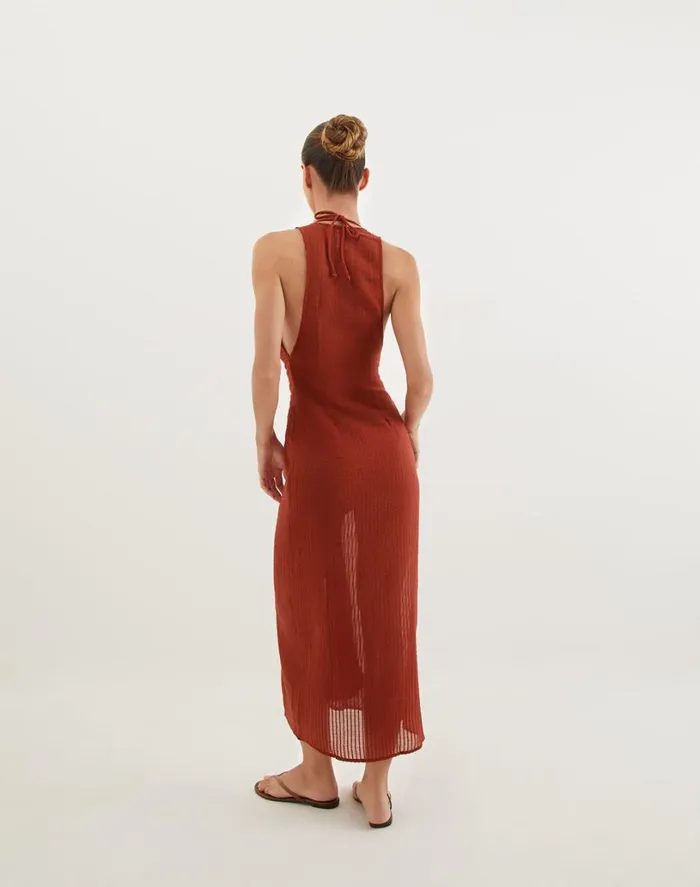 Cover Ups Women ViX Paula Hermanny Mita Long Cover Up 8211 Redwood