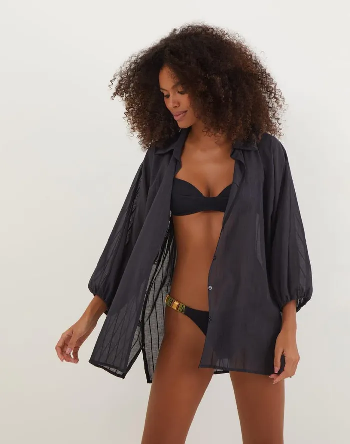 Cover Ups Women ViX Paula Hermanny Moana Short Cover Up 8211 Black