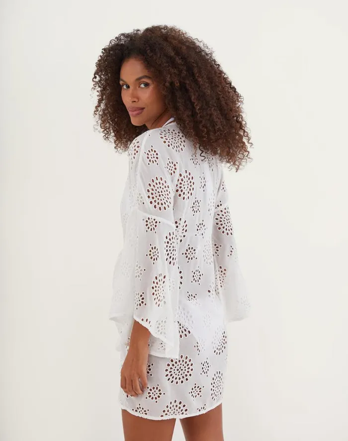 Cover Ups Women ViX Paula Hermanny Perola Knot Short Cover Up 8211 Off White