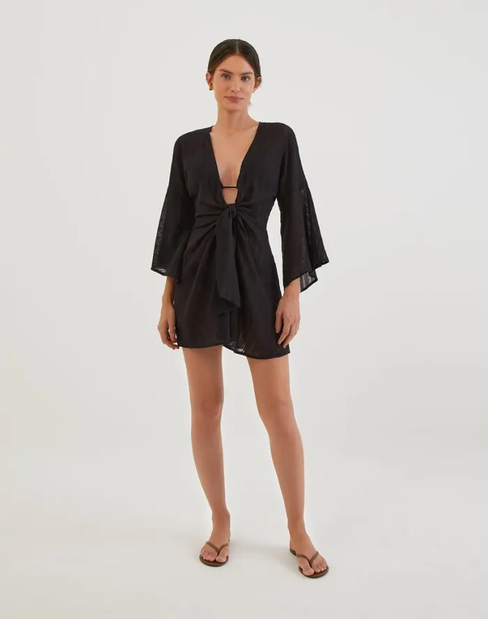 Cover Ups Women ViX Paula Hermanny Perola Short Caftan 8211 Black